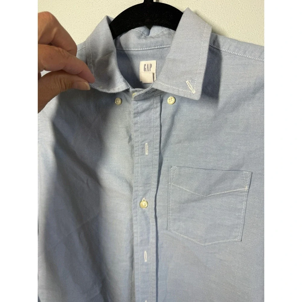 GAP Boys Cotton Button Down Shirt Size M (8) Blue Oxford Pocket School Preppy